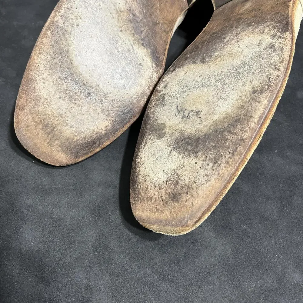 John Varvatos Suede Wingtip Shoes Mens Size 10.5 Beige Handmade Italy F1250L1